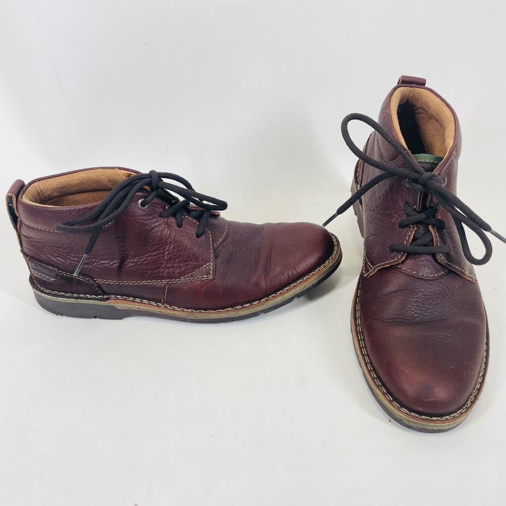 Clarks Collection Mens Leather Chukka Boots Burgundy Brown 26119619 Size 10 M